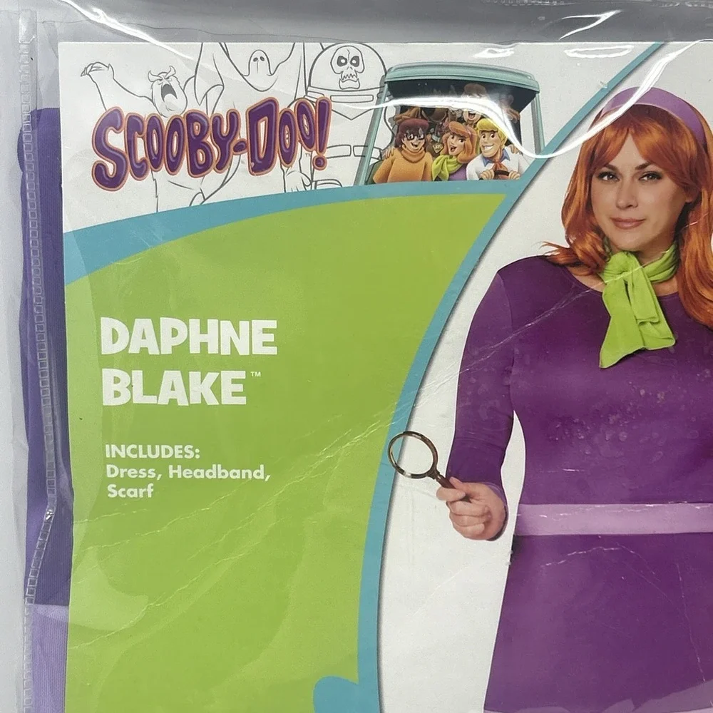NEW Spirit Scooby-Doo Daphne Adult Plus Costume 2X Dress, Scarf, Headband - Picture 2 of 6